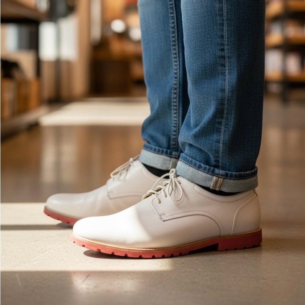 Rockport Men's Walkability Tan Oxfords with Red Soles Lace Up size 12